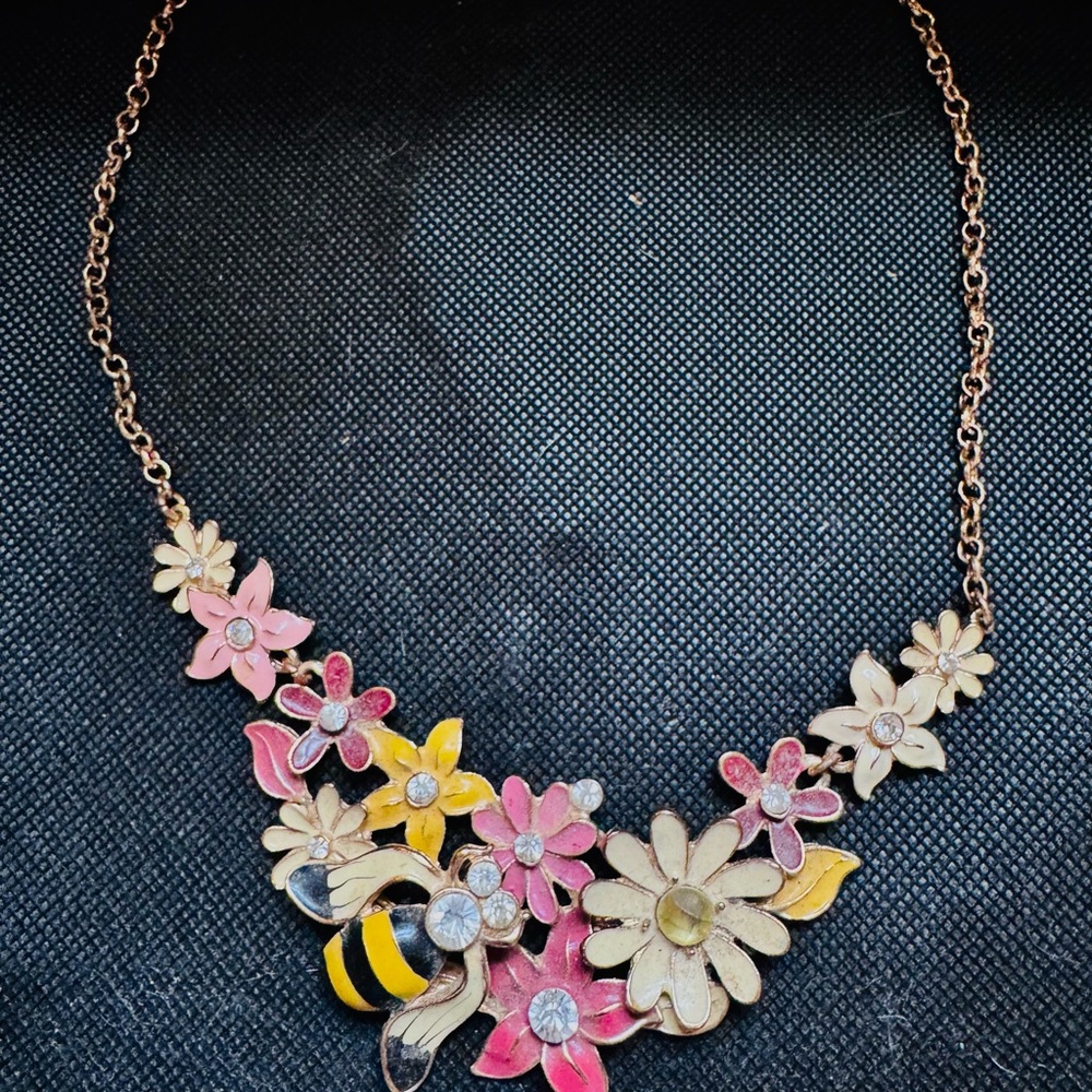 Floral Necklace with Bee Charm